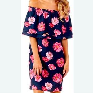 Mud Pie womens Off-the-shoulder Dress, Peony Size Medium